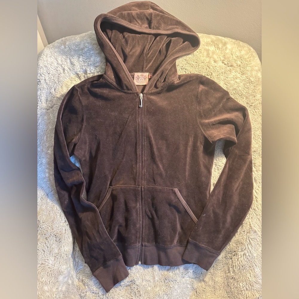 Juicy couture brown hooded track jacket y2k